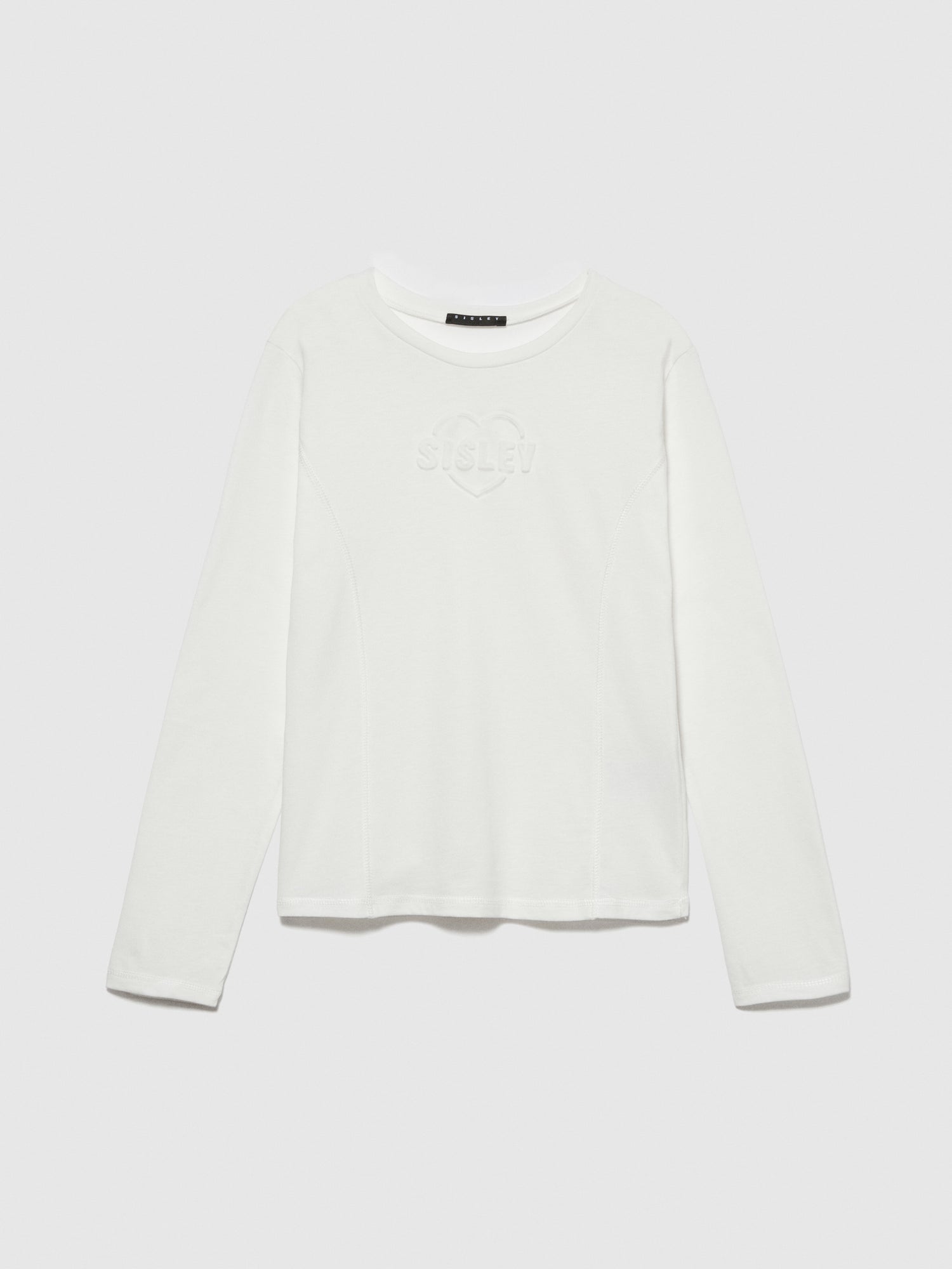 T-shirt con stampa a rilievo da bambina bianco | Sisley young Outlet