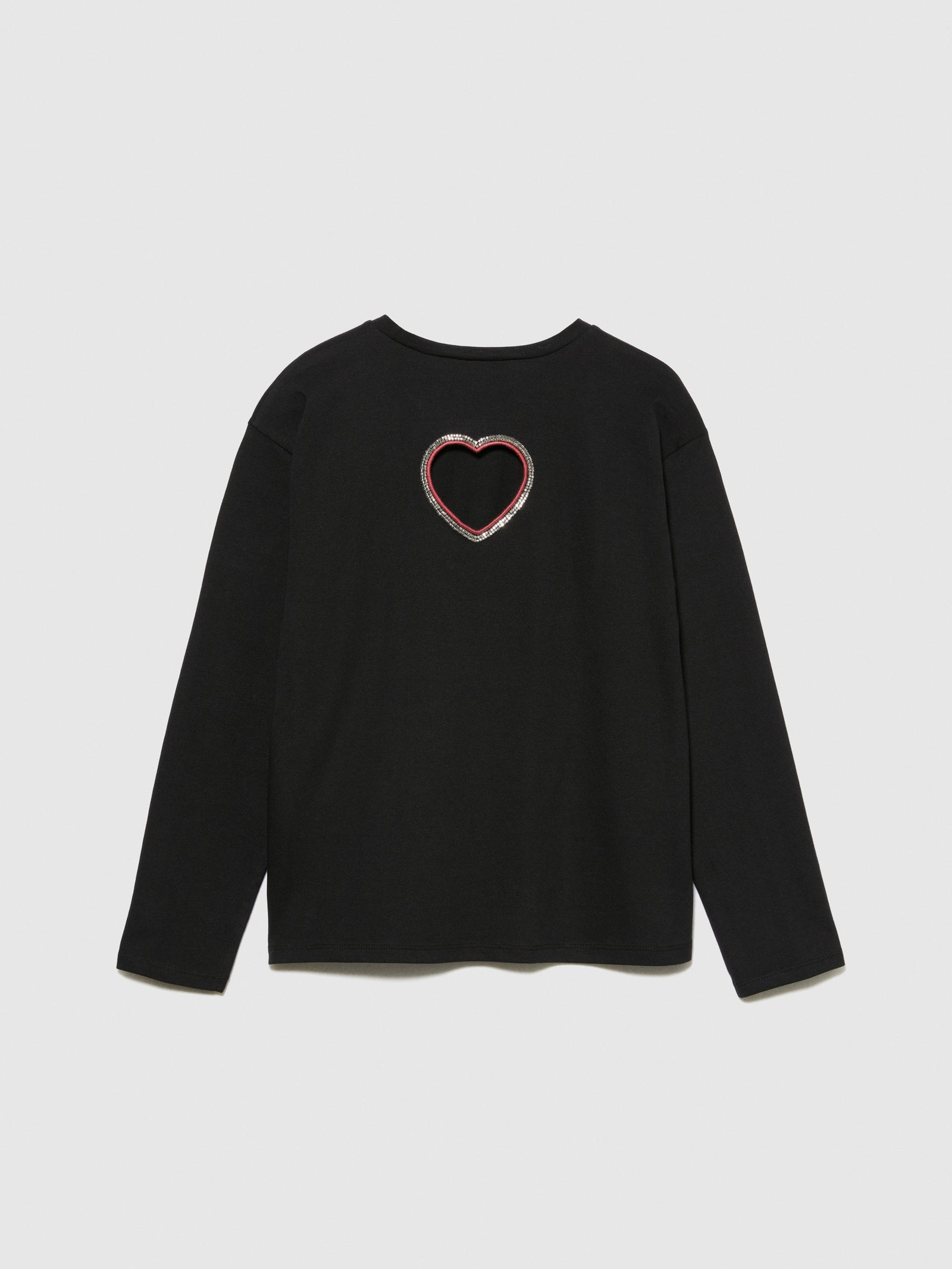 T-shirt con cuore cut-out da bambina nero 2 | Sisley young Outlet