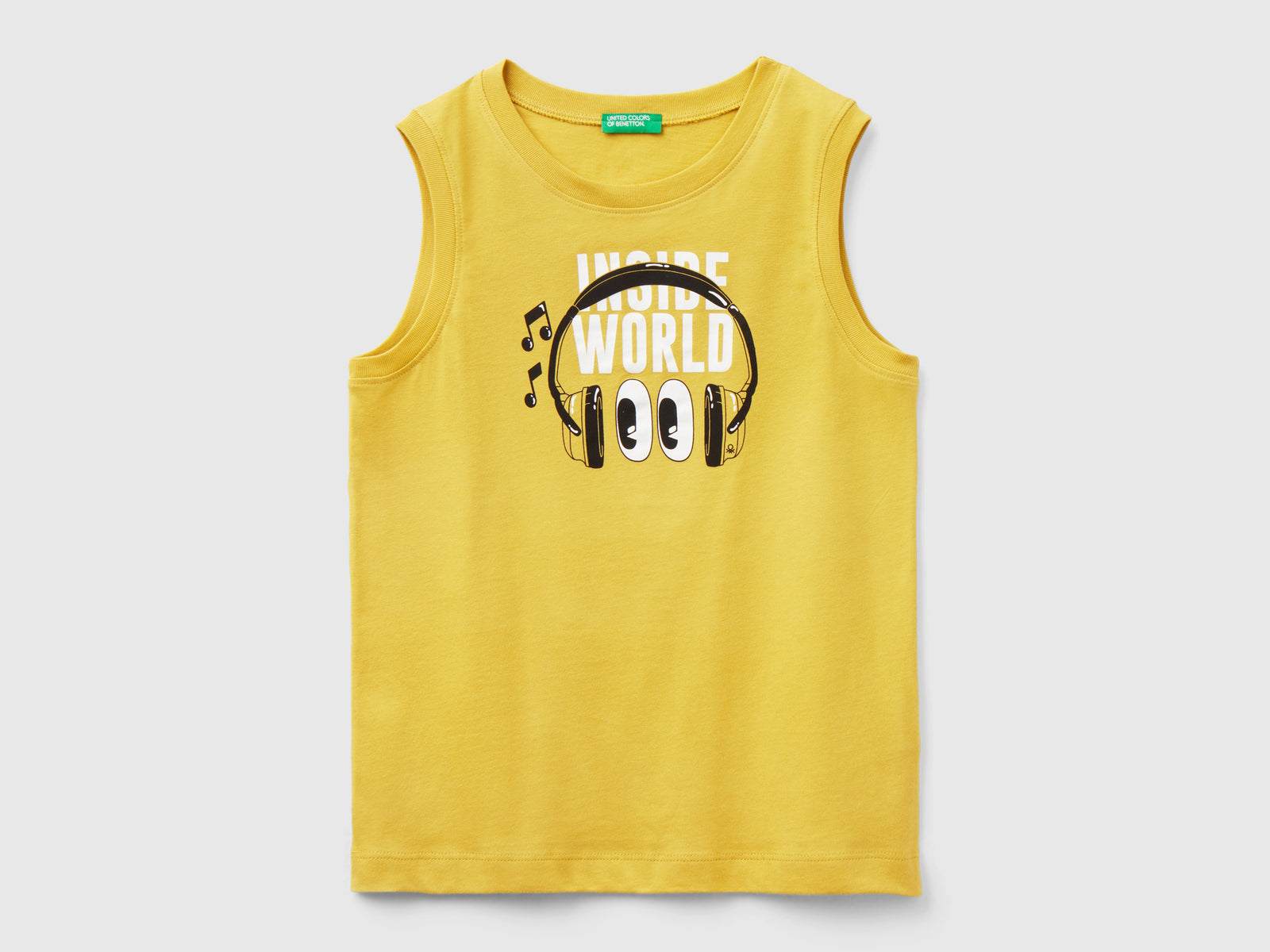 Canotta con stampa lettering da bambino senape | Benetton Outlet