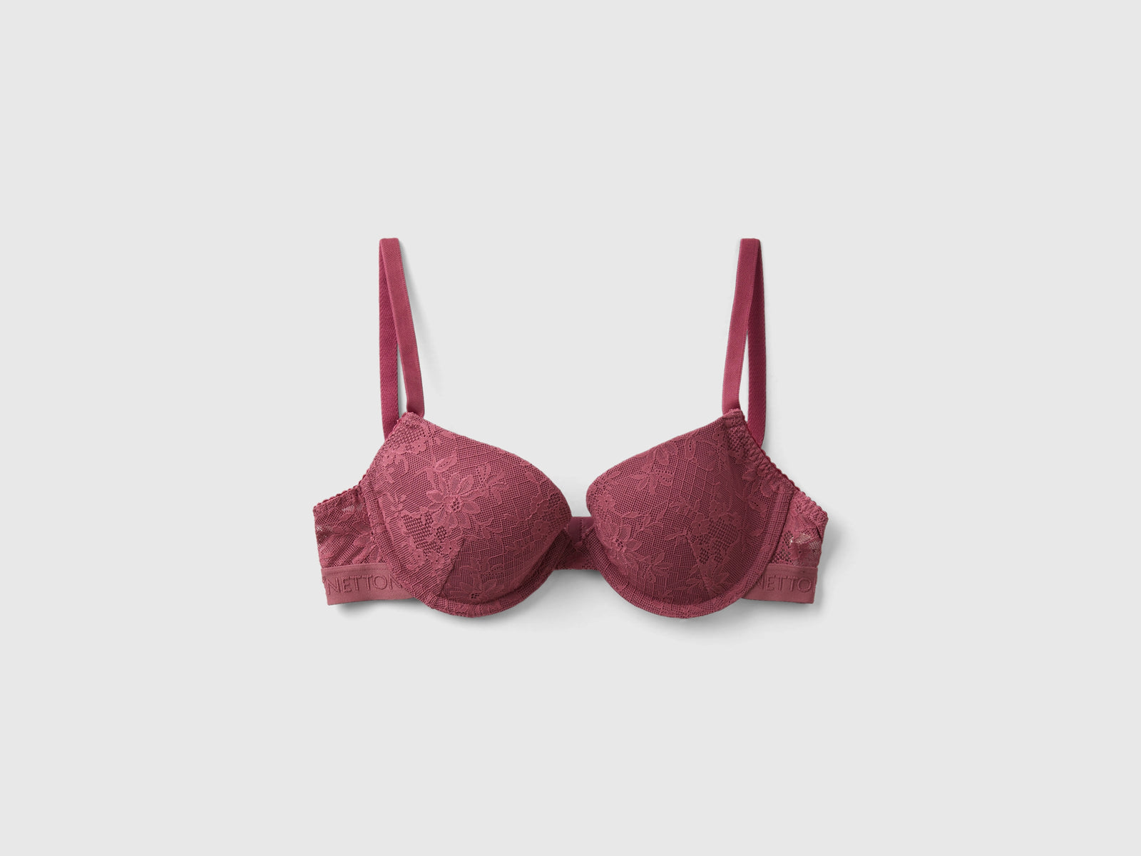 Reggiseno push up in pizzo stretch da donna bordeaux | Benetton Outlet