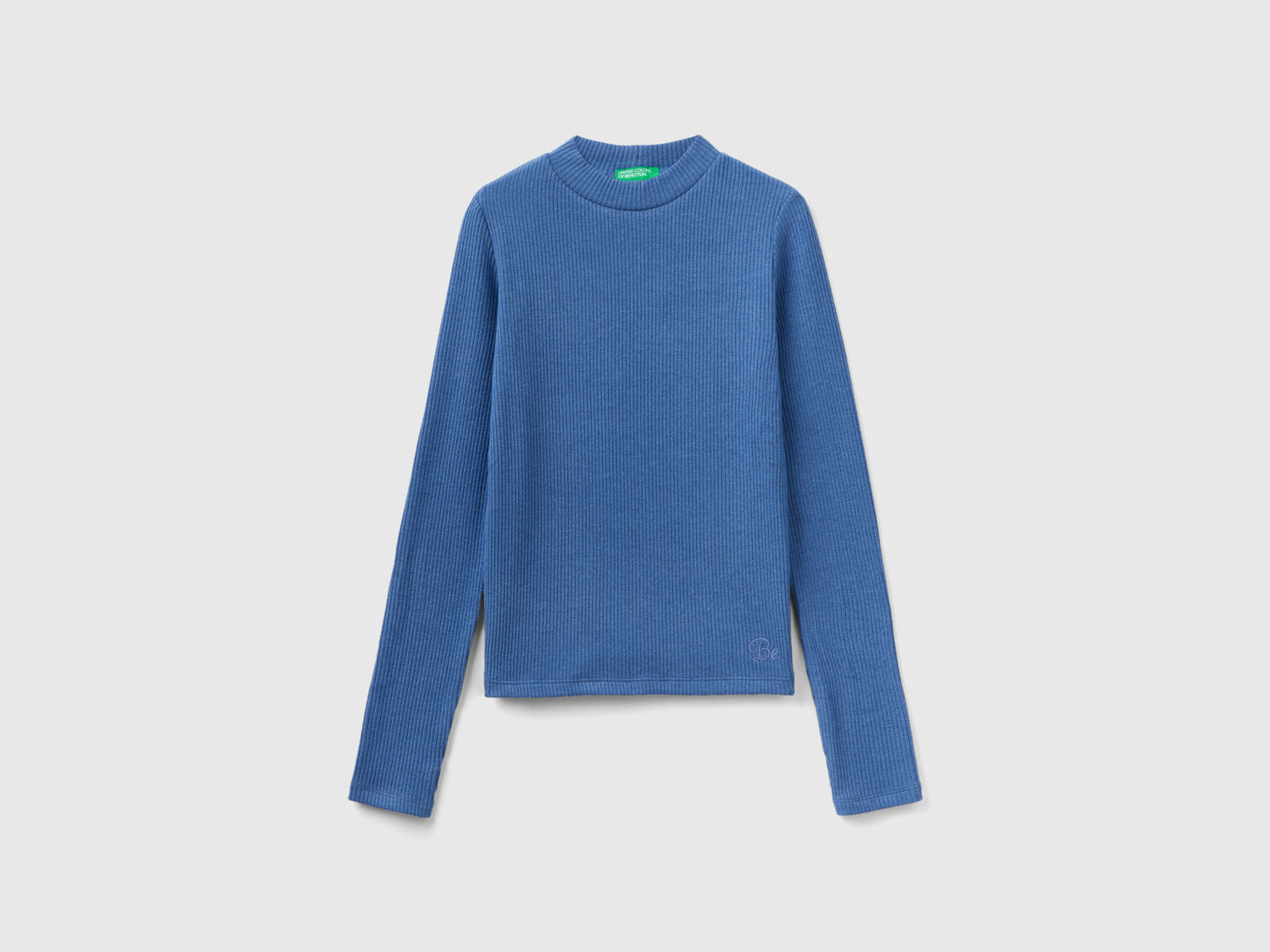 Calda t-shirt slim fit a costine da bambina avio | Benetton Outlet