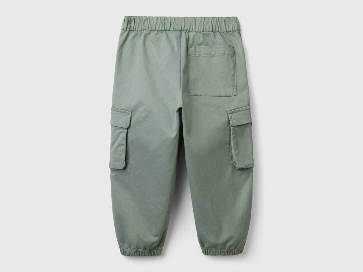 Pantaloni parachute in cotone stretch