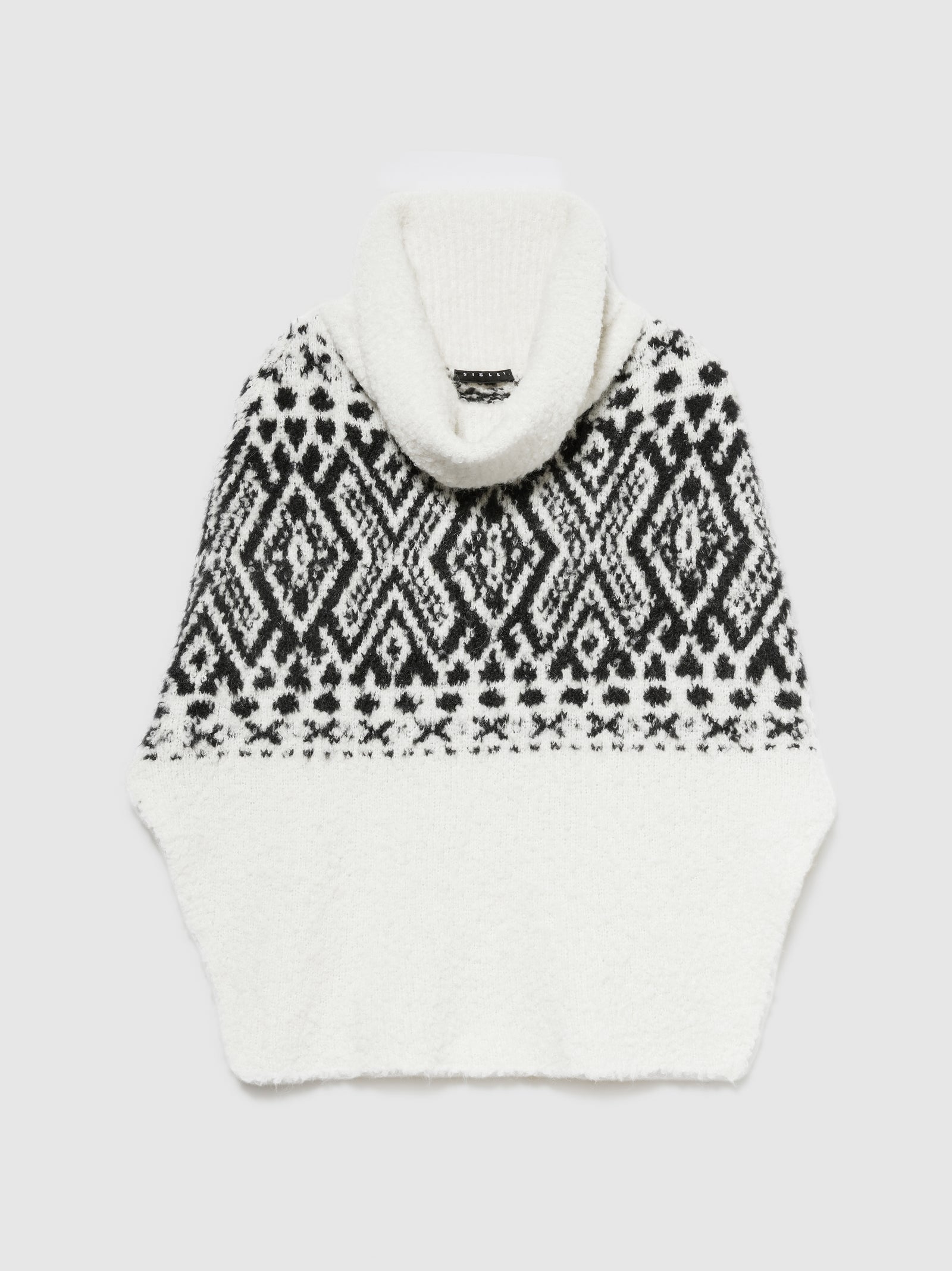 Poncho jacquard da donna bianco panna | Sisley Outlet