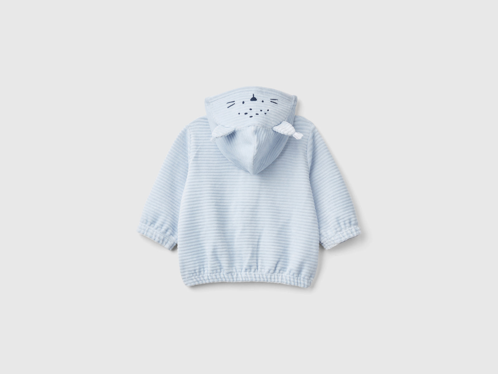 Felpa in ciniglia con cappuccio da neonato celeste 2 | Benetton Outlet