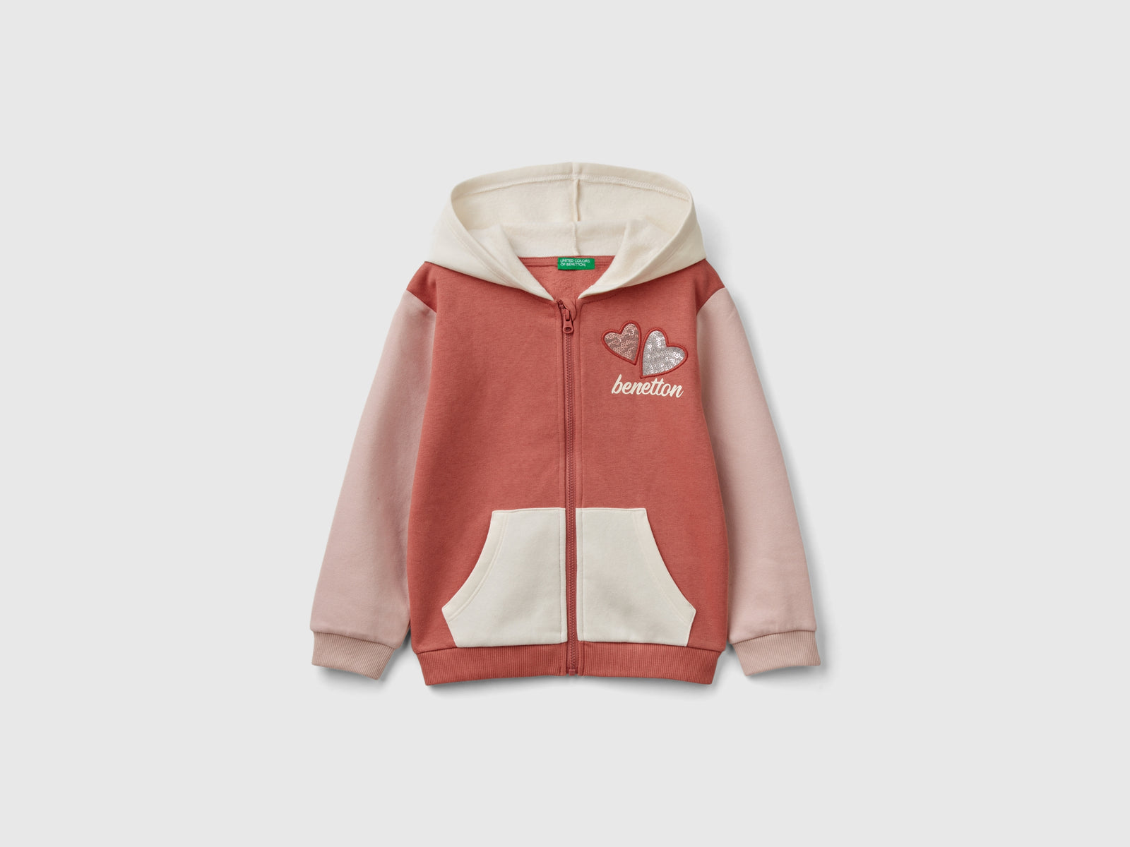 Sequin zip-up hoodie da bimba multi-color | Benetton Outlet