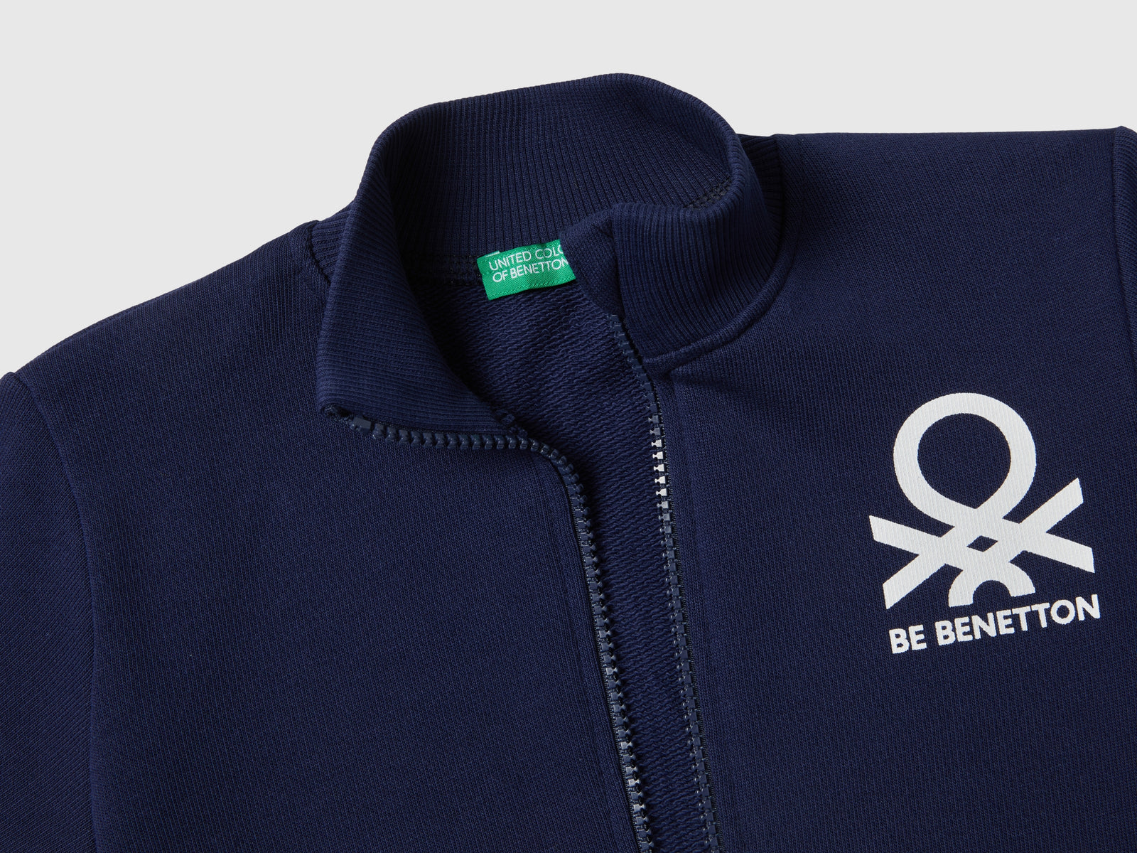 Felpa in cotone bio con zip da bimbo blu scuro 2 | Benetton Outlet