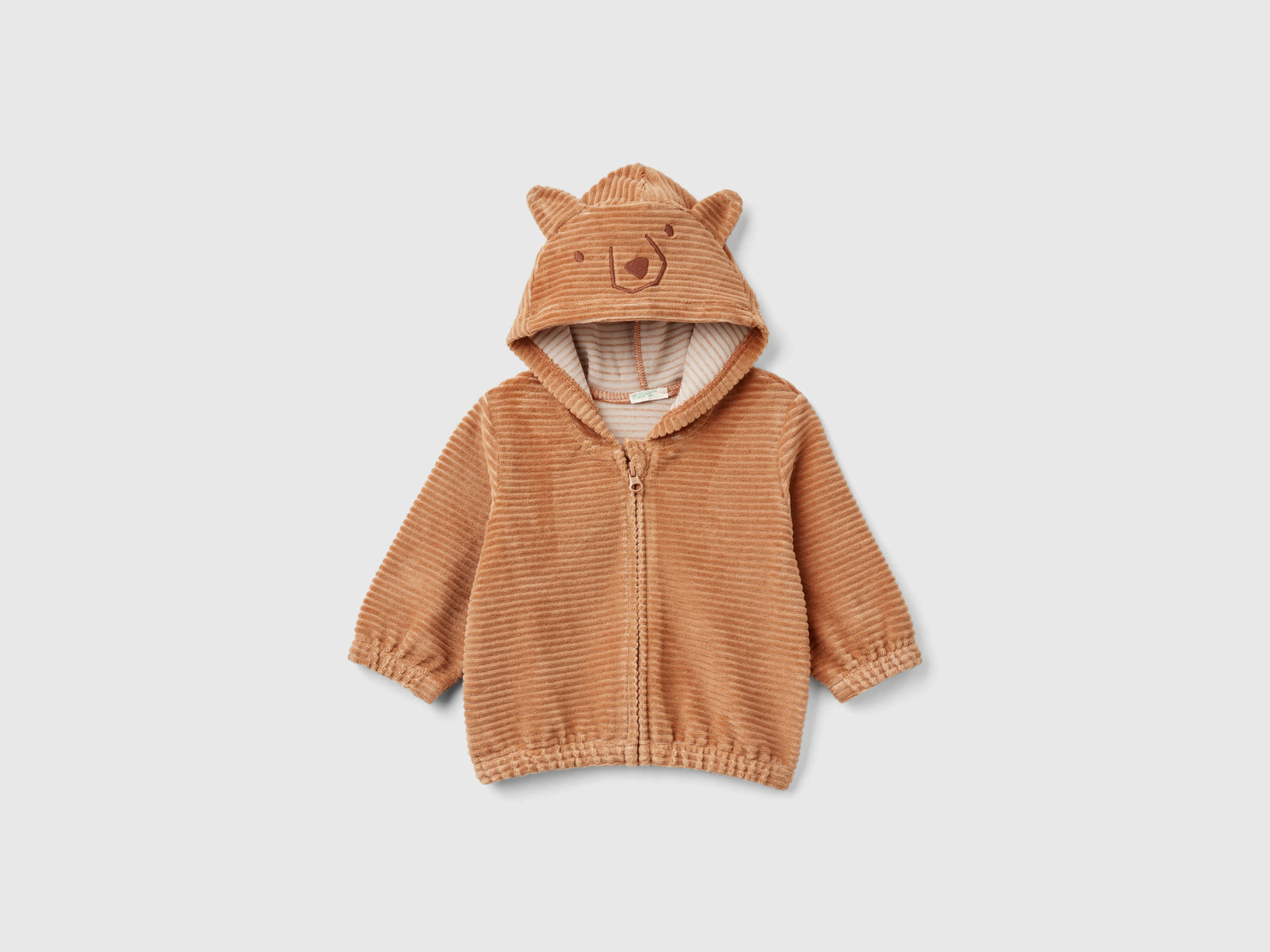 Felpa in ciniglia con cappuccio da neonato cammello | Benetton Outlet