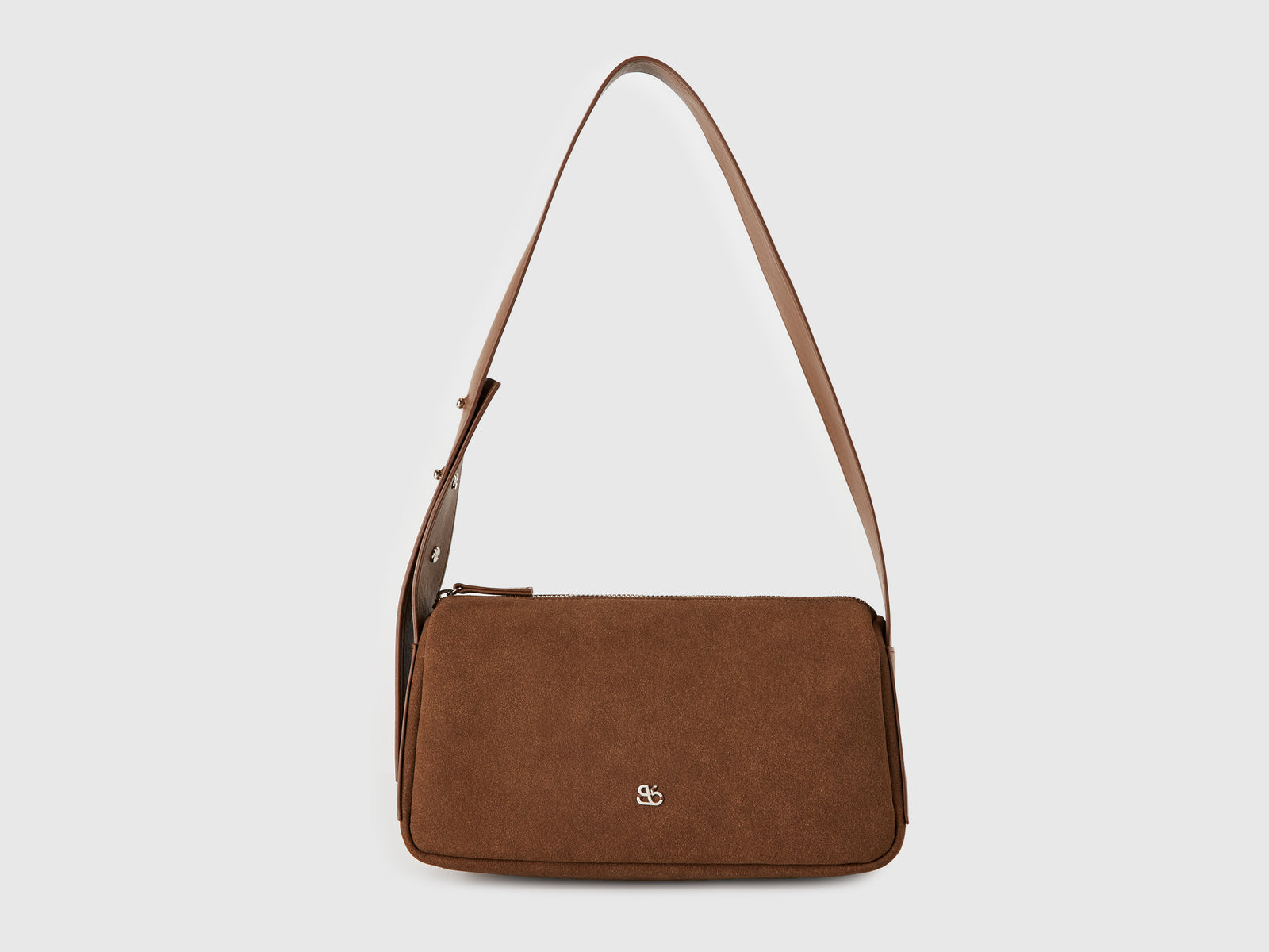 Borsa a spalla effetto scamosciato da donna marrone scuro | Benetton Outlet