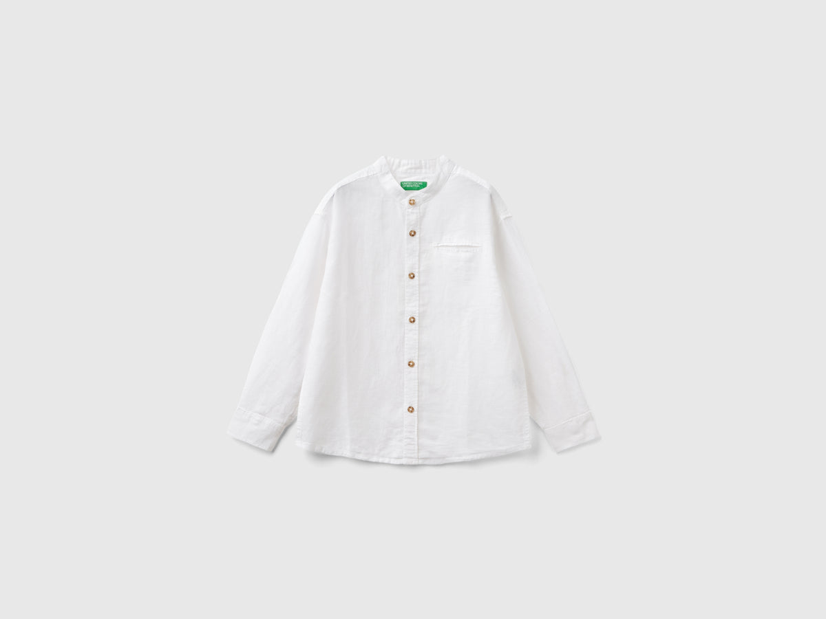 Camicia alla coreana in misto lino