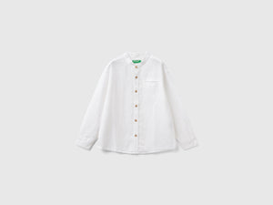 Camicia alla coreana in misto lino