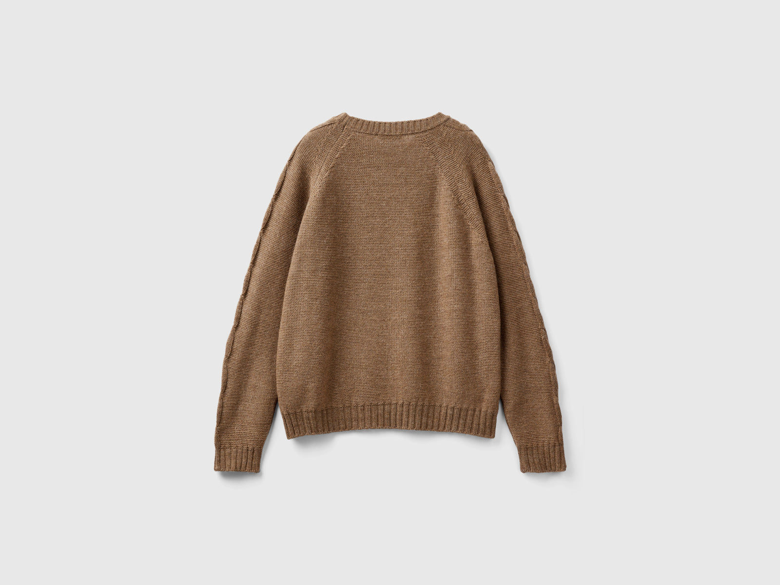 Maglione con trecce e losanghe da donna cammello 2 | Benetton Outlet
