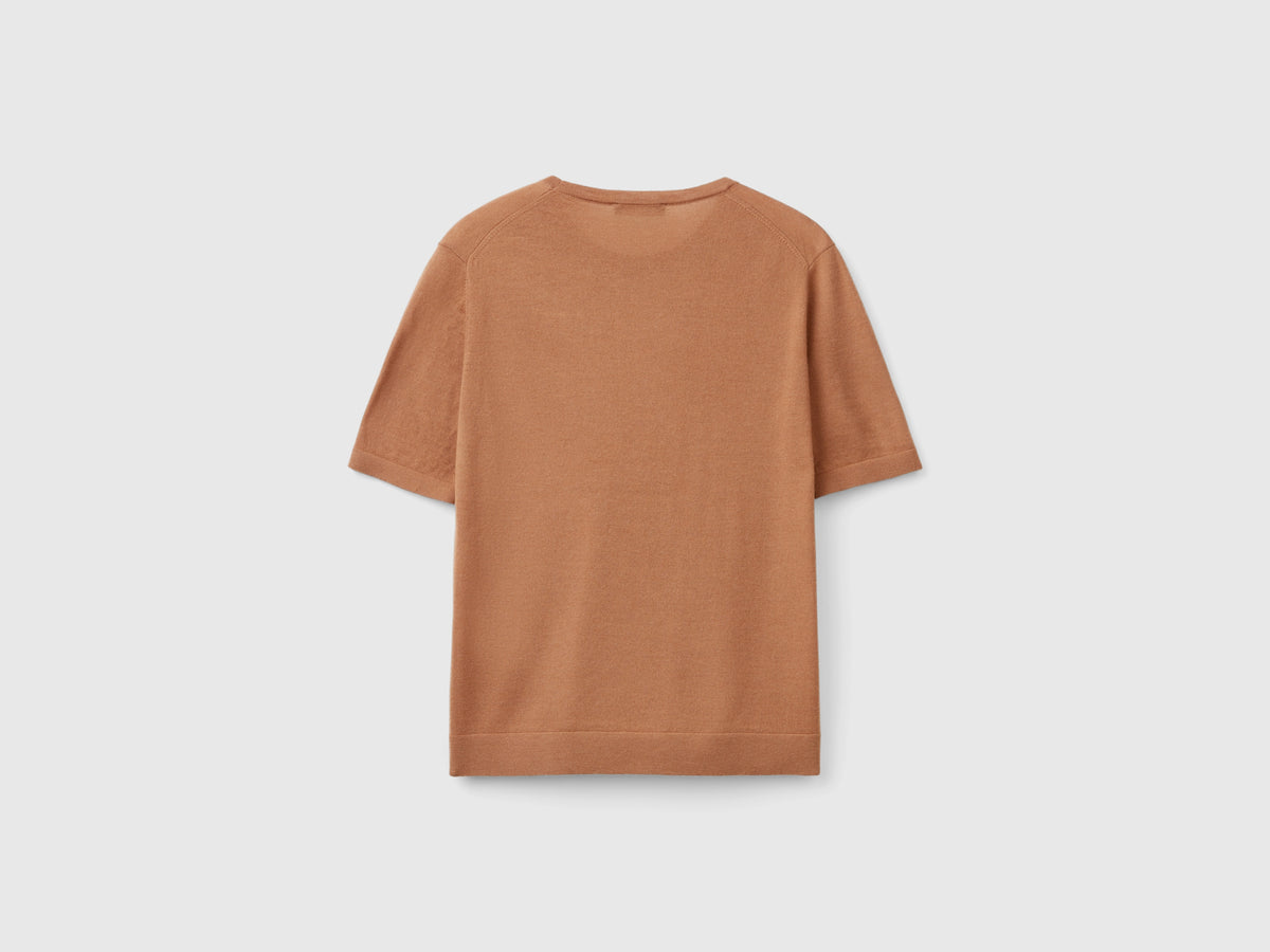 Maglia manica corta in pura lana Merino