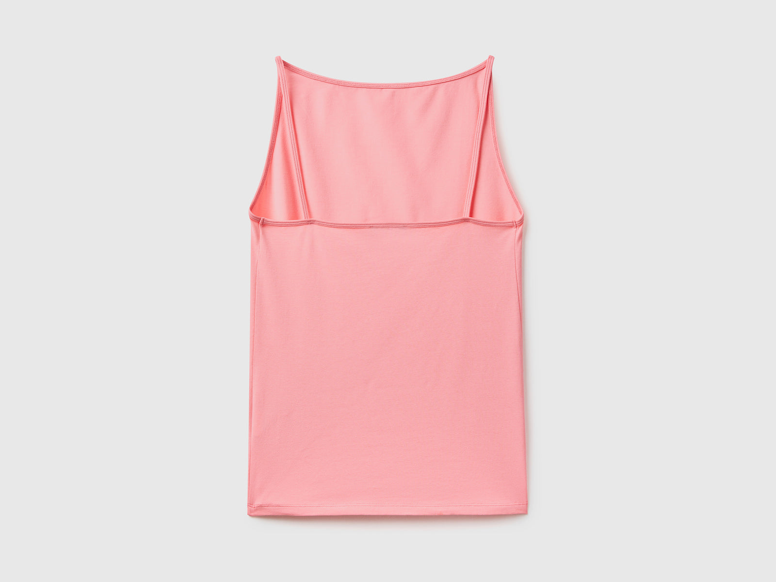 Top smanicato in cotone elasticizzato dalla vestibilità aderente da donna rosa 2 | Benetton Outlet
