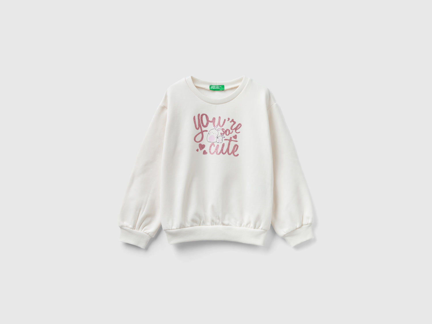 Calda felpa con stampa glitter da bimba bianco panna | Benetton Outlet