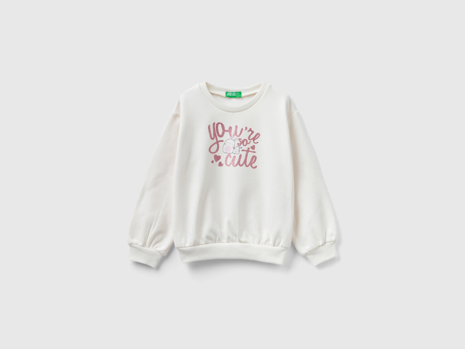 Calda felpa con stampa glitter da bimba bianco panna | Benetton Outlet