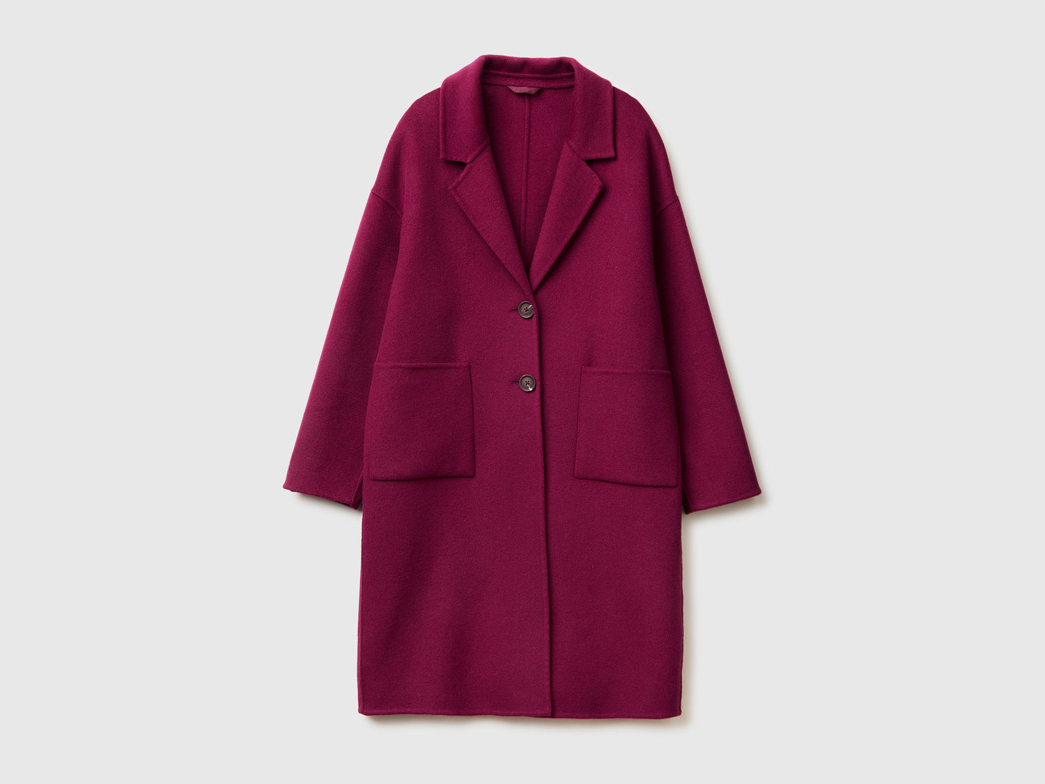 Cappotto midi in misto lana da donna bordeaux | Benetton Outlet