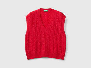 Gilet boxy fit con trecce e trafori