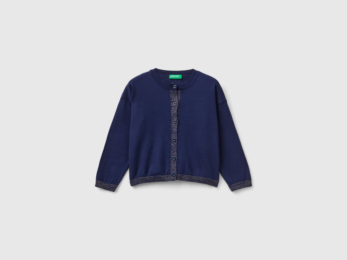Cardigan con lurex in puro cotone