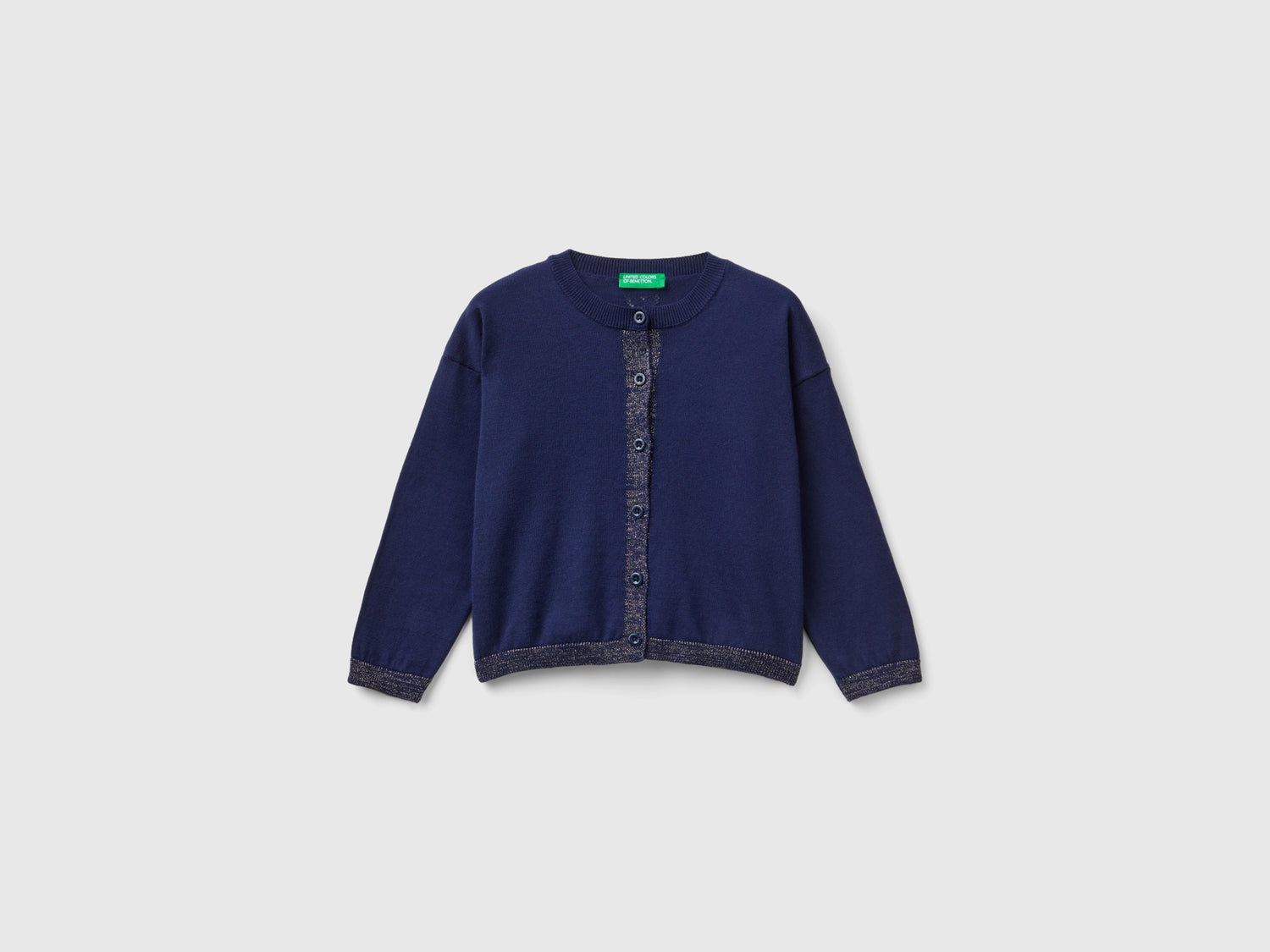 Cardigan con lurex in puro cotone da bimba blu scuro | Benetton Outlet