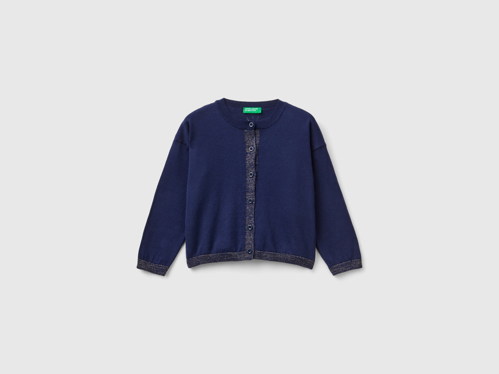Cardigan con lurex in puro cotone da bimba blu scuro | Benetton Outlet