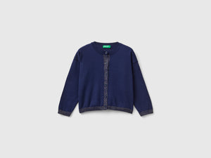 Cardigan con lurex in puro cotone