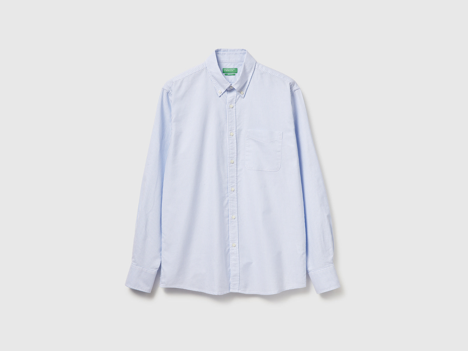 Camicia a righe regular fit button down da uomo turchese | Benetton Outlet