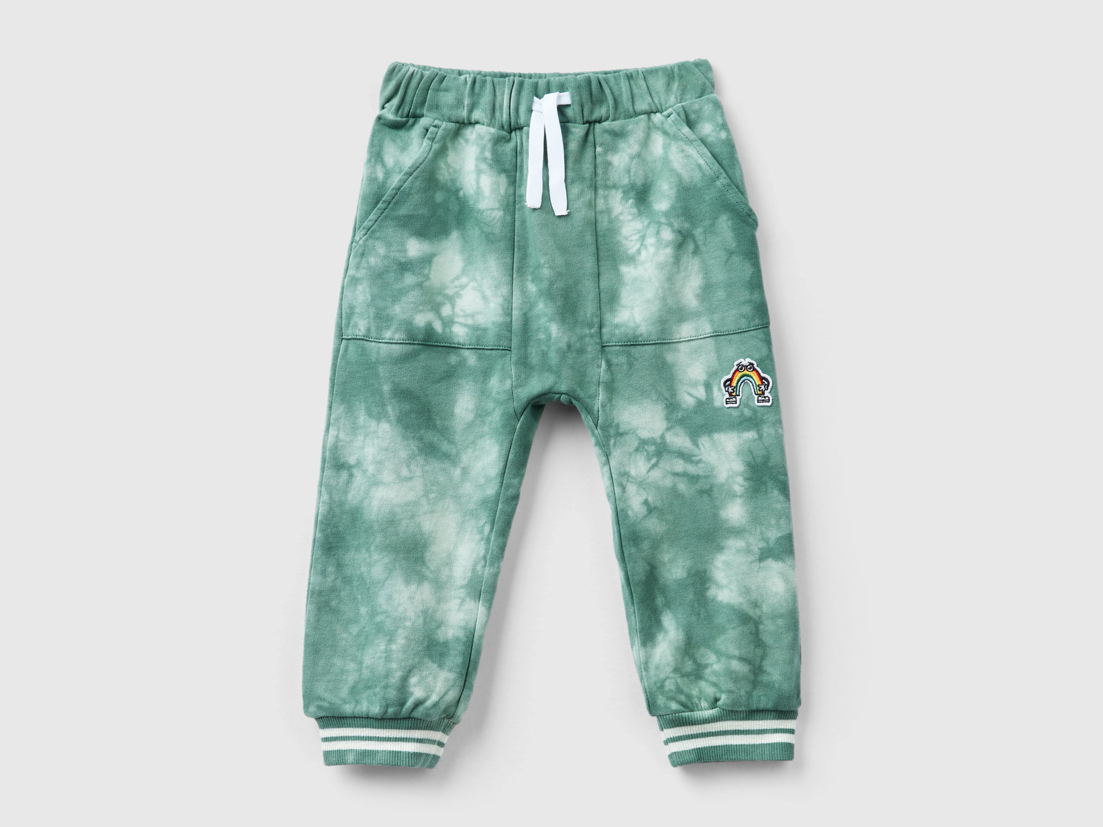 Pantaloni tye-dye in felpa da bimbo verde | Benetton Outlet