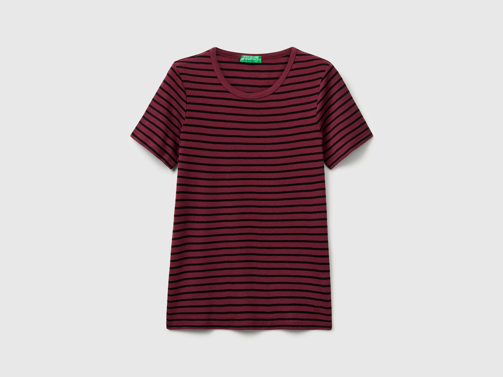 T-shirt girocollo a righe da donna bordeaux | Benetton Outlet