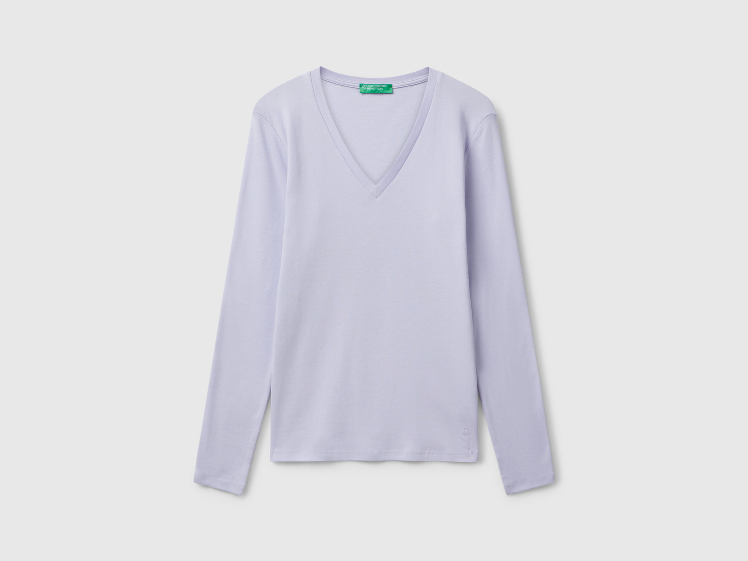 T-shirt  con scollo a V da donna lilla | Benetton Outlet