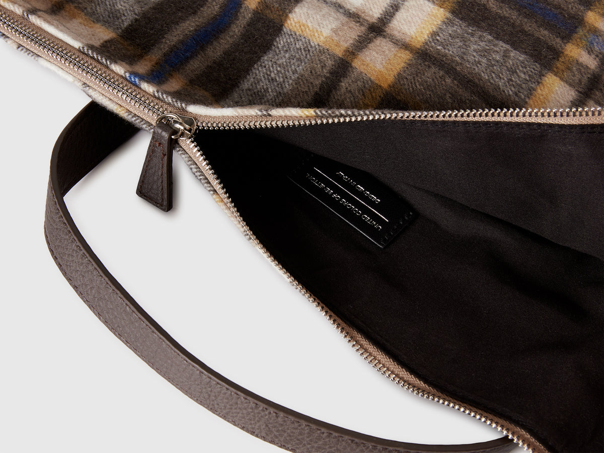 Borsa a quadri in misto lana