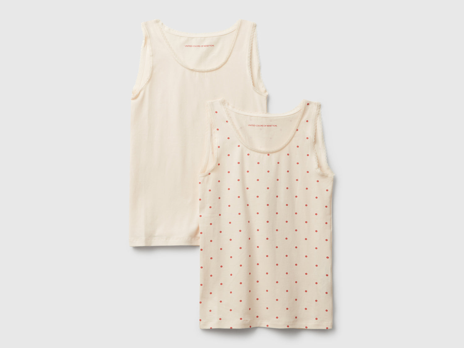 Due canotte in cotone stretch da bambina rosa tenue | Benetton Outlet