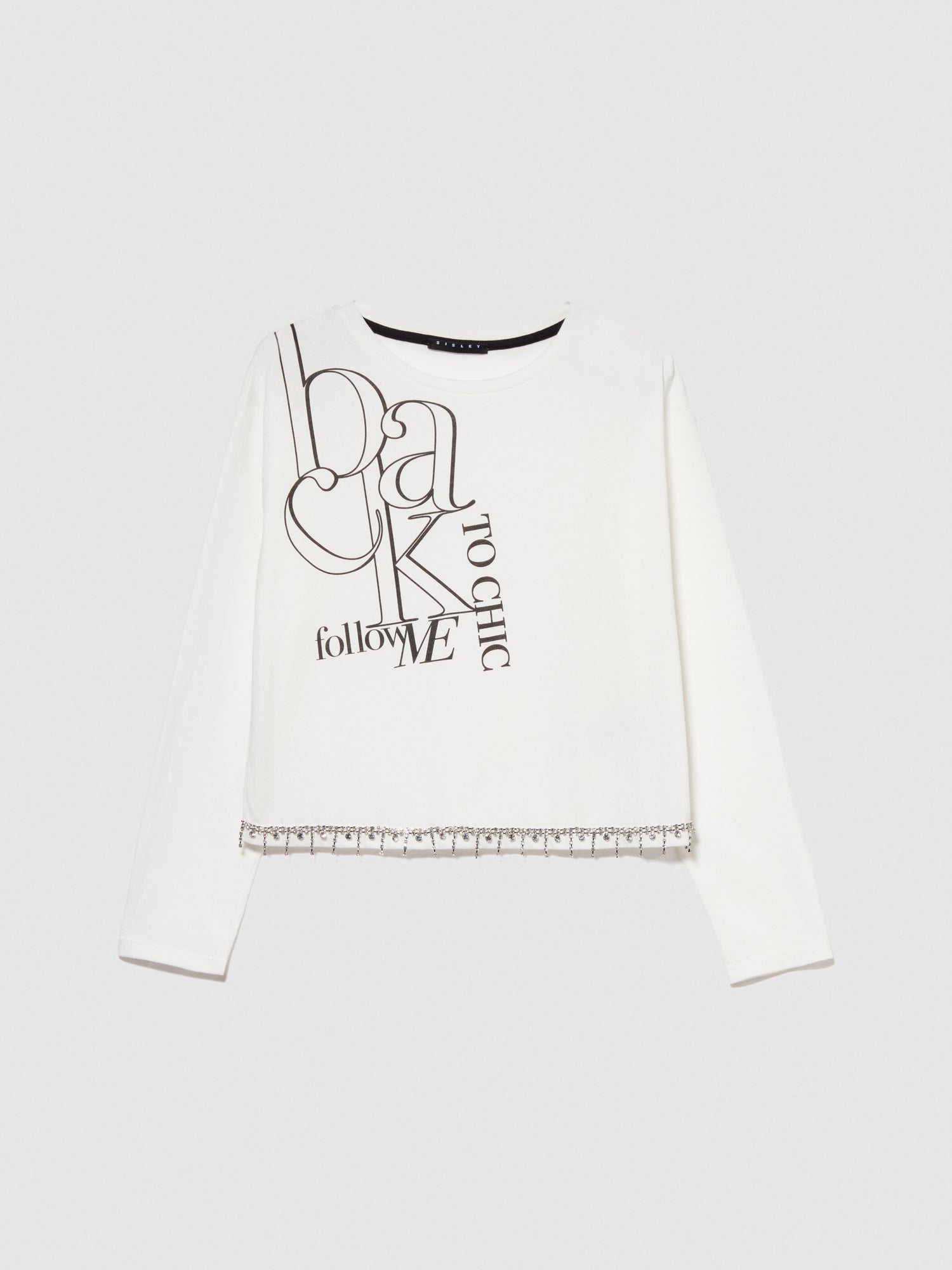 T-shirt con dettaglio gioiello da bambina bianco | Sisley young Outlet