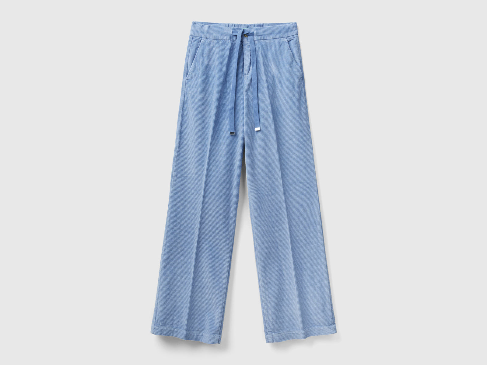 Pantaloni ampi in velluto da donna celeste | Benetton Outlet