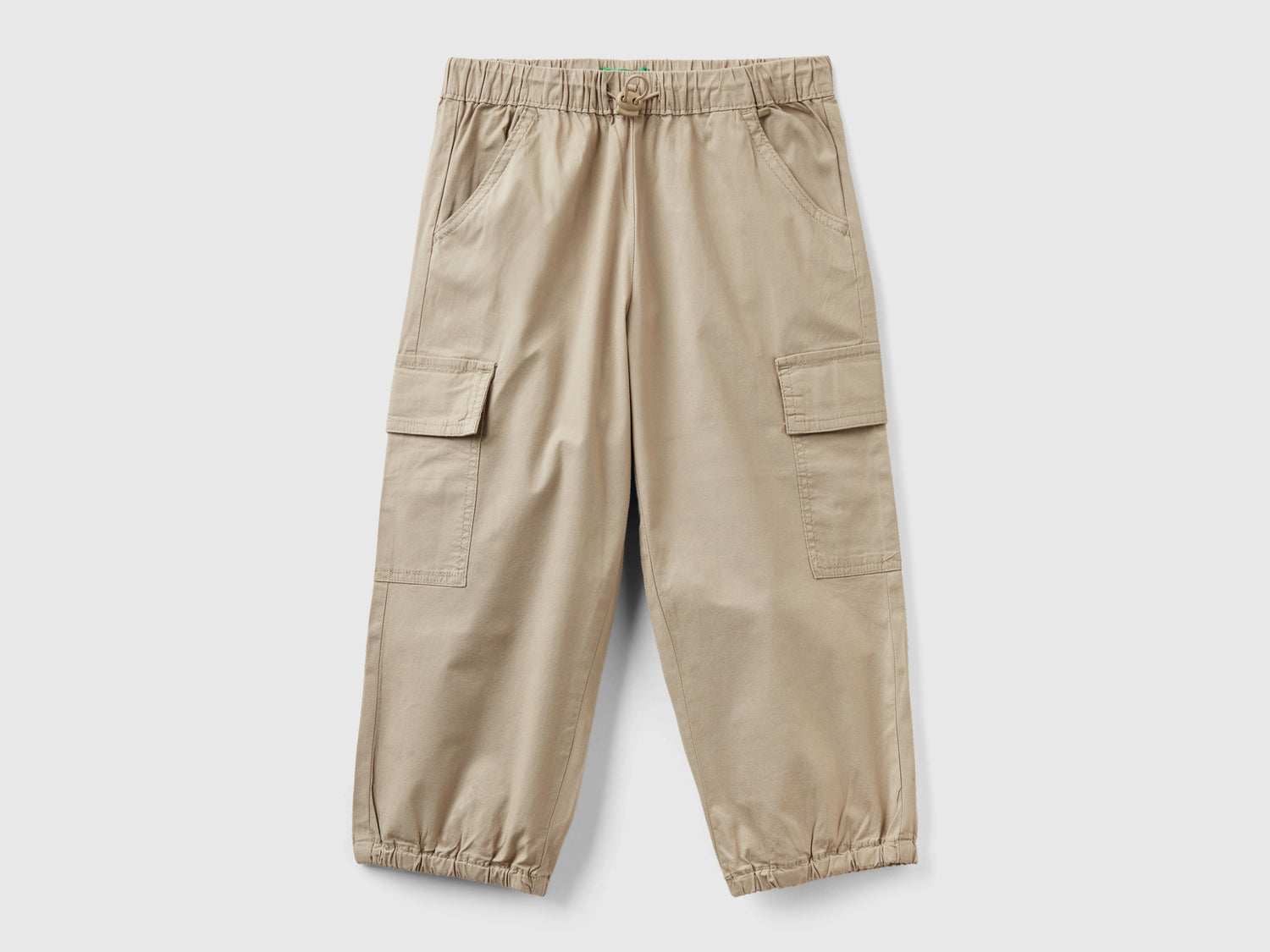 Pantaloni cargo in cotone stretch da bimba verde chiaro | Benetton Outlet