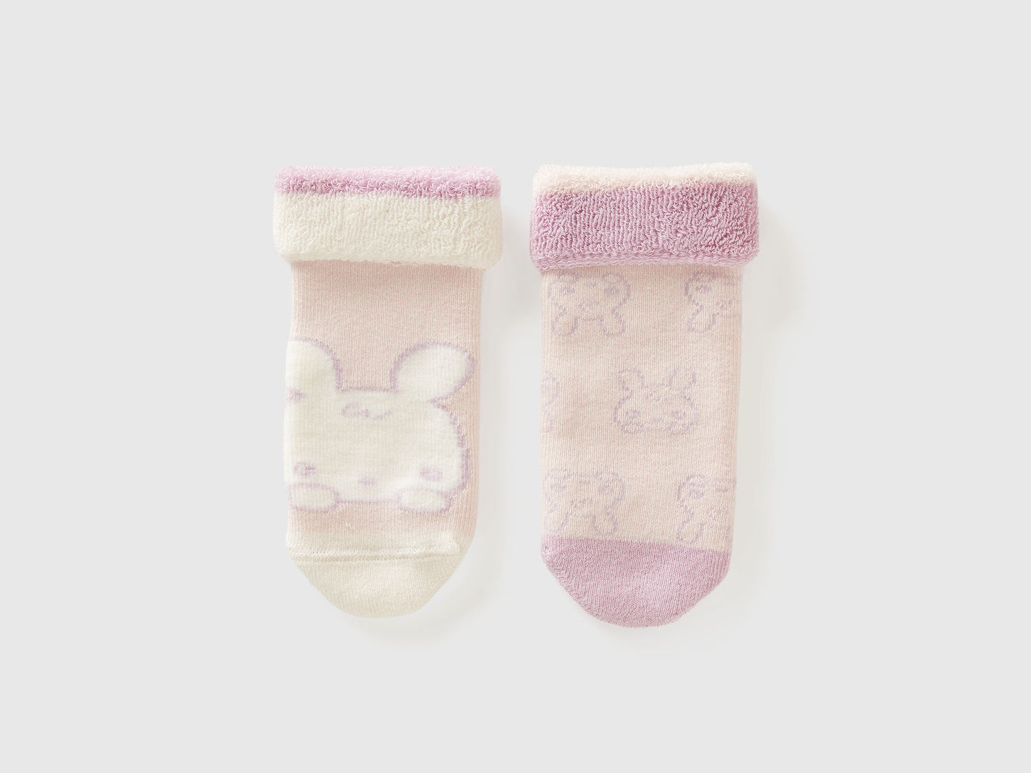 Set calzini antiscivolo con coniglietti da neonato rosa pastello | Benetton Outlet