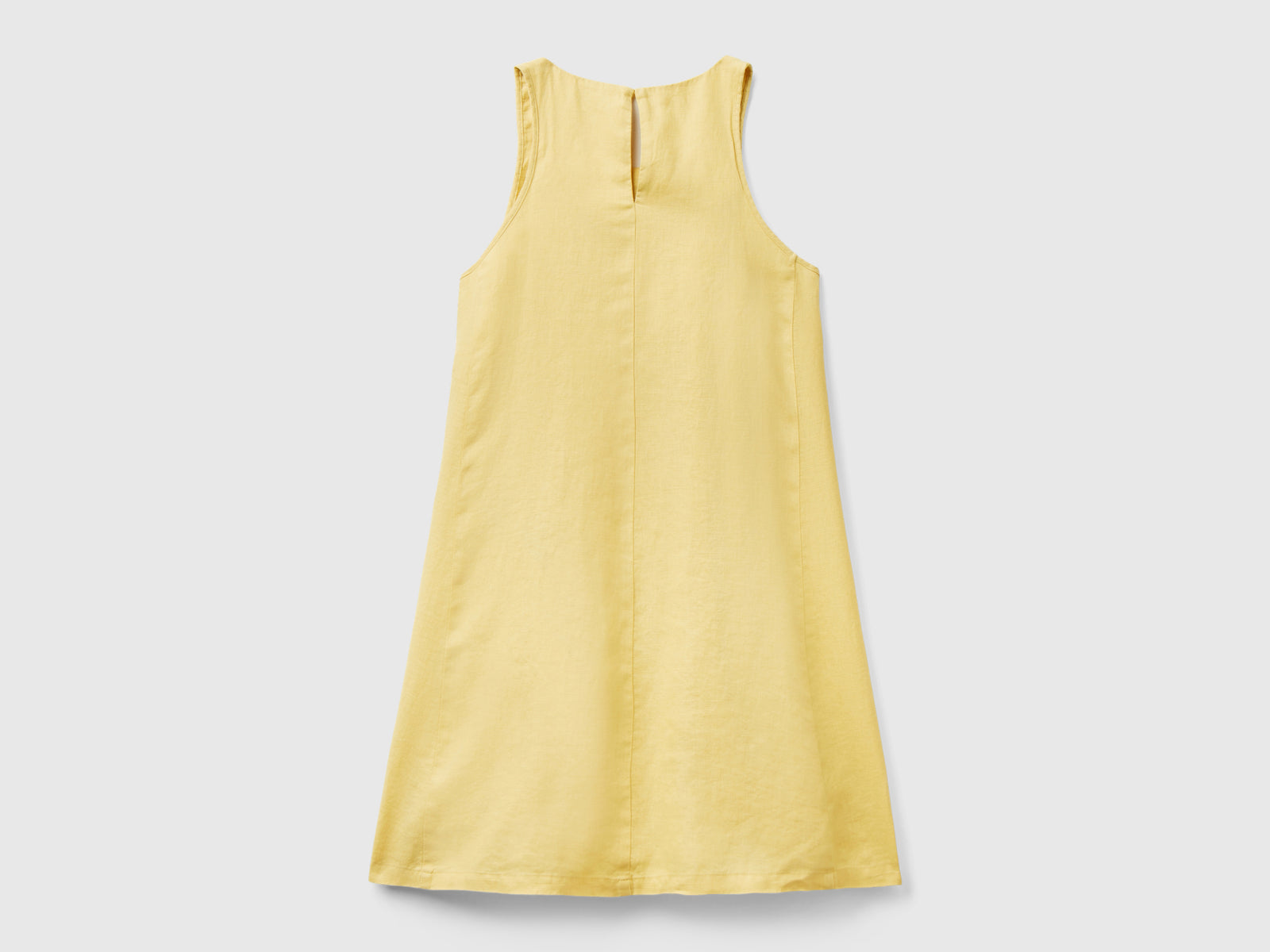 Vestito smanicato in puro lino da donna giallo 2 | Benetton Outlet