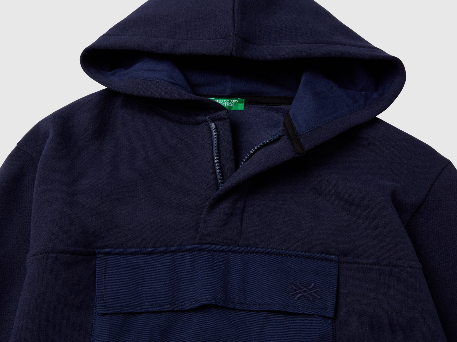 Calda felpa con tasca e cappuccio da bambino blu scuro 3 | Benetton Outlet