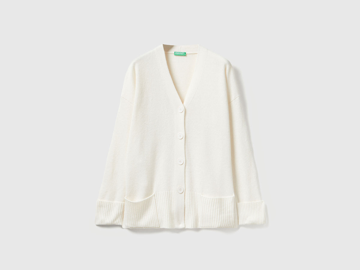 Cardigan over fit in misto lana