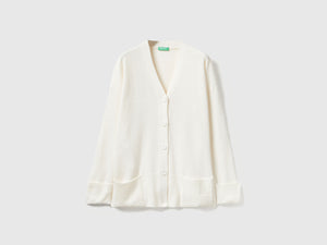 Cardigan over fit in misto lana