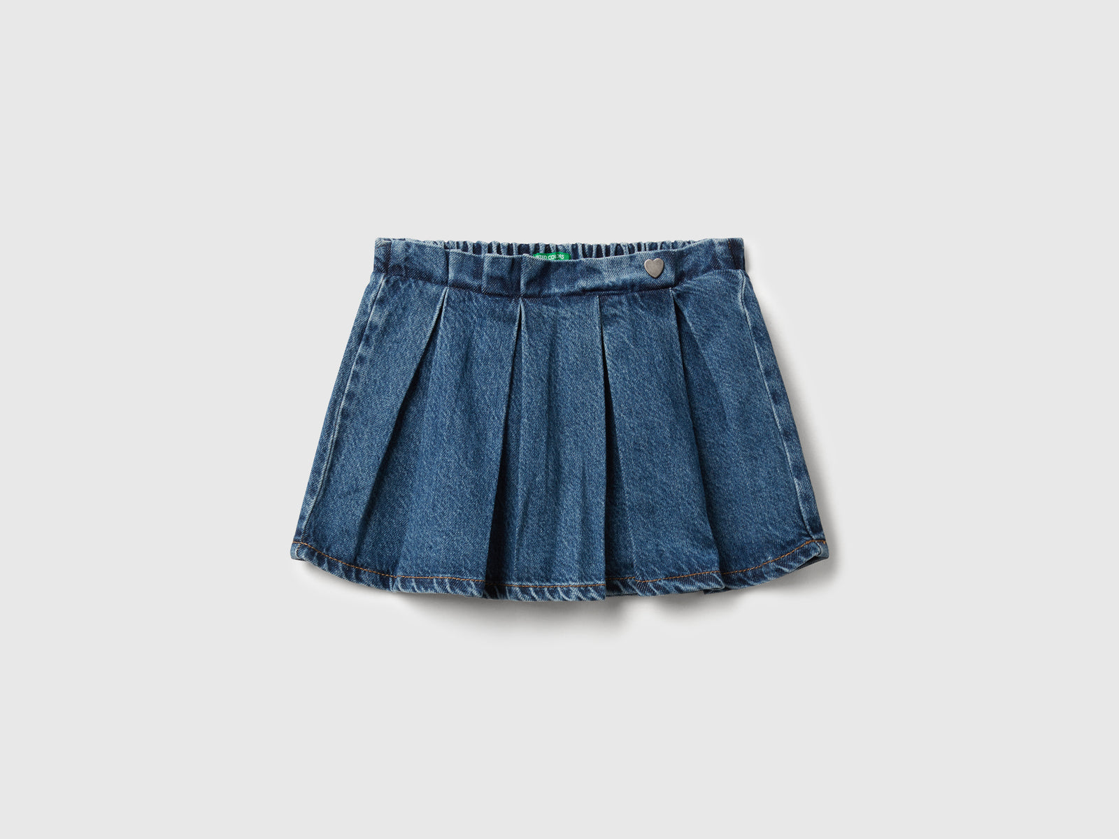 Gonna di jeans con pieghe da bimba blu | Benetton Outlet