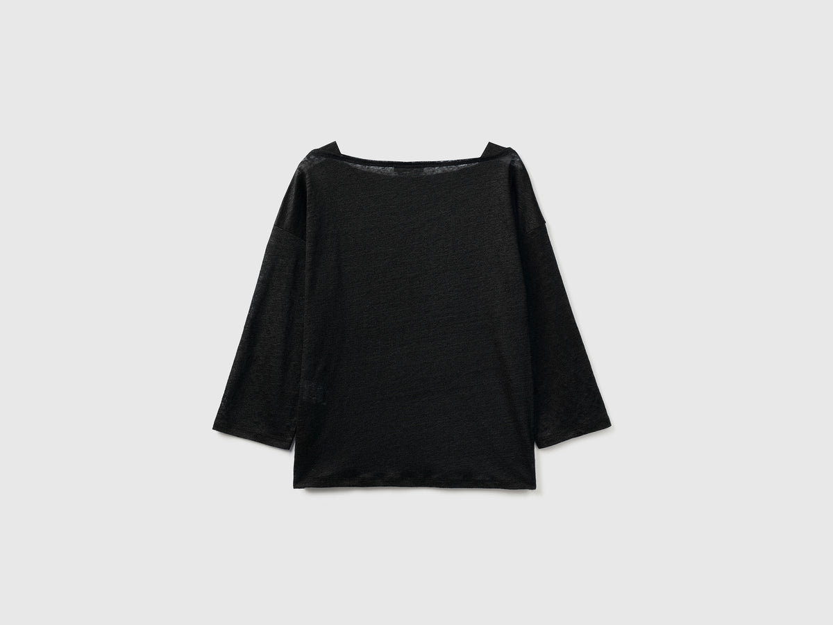 T-shirt in 100% lino con manica 3/4