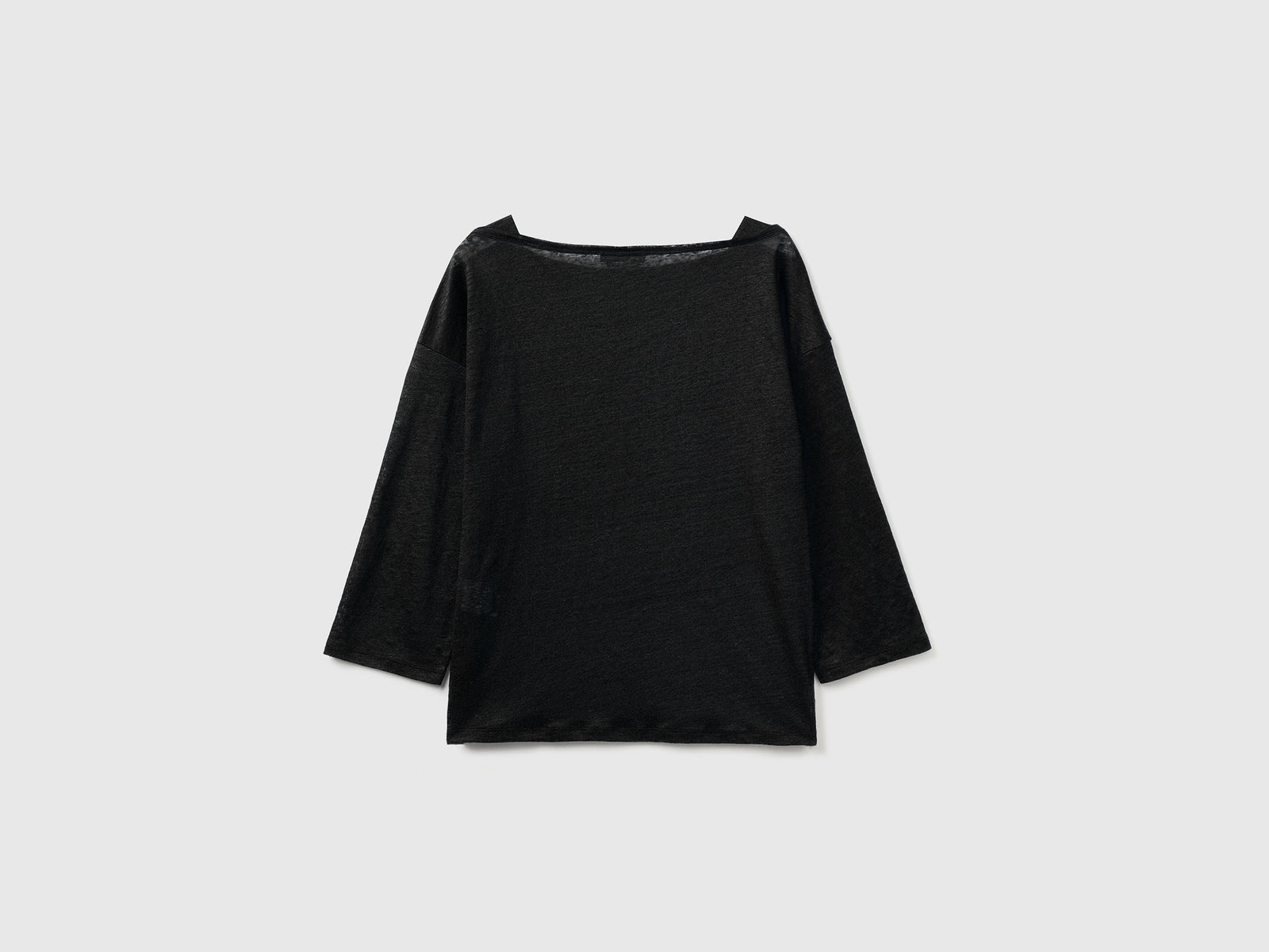 T-shirt in 100% lino con manica 3/4 da donna nero 2 | Benetton Outlet