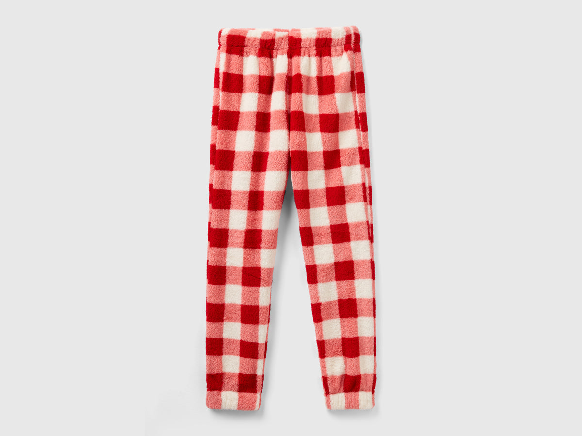 Pantaloni a quadri in pelliccetta