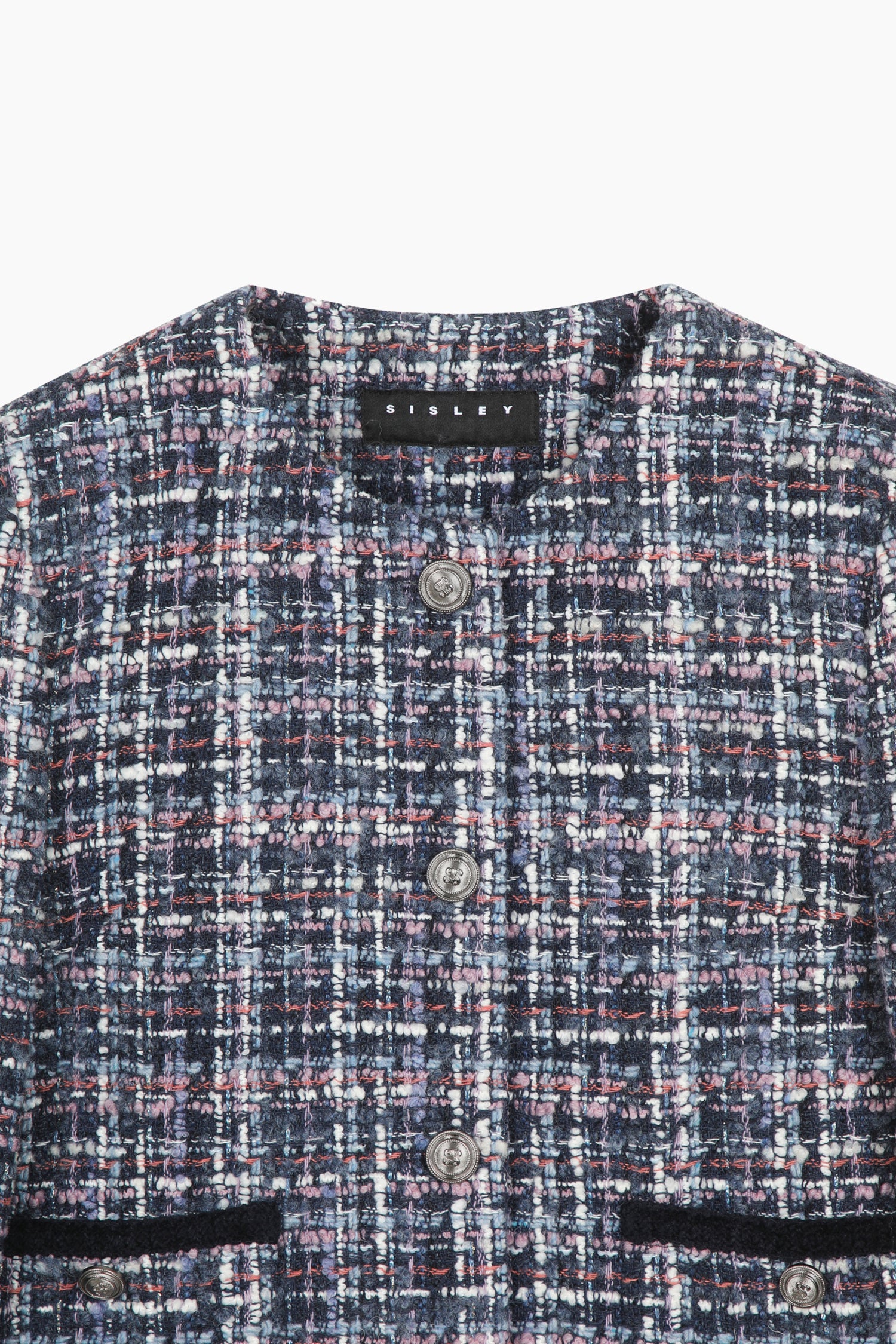 Giacca in tweed con bottoni gioiello da donna blu scuro 3 | Sisley Outlet