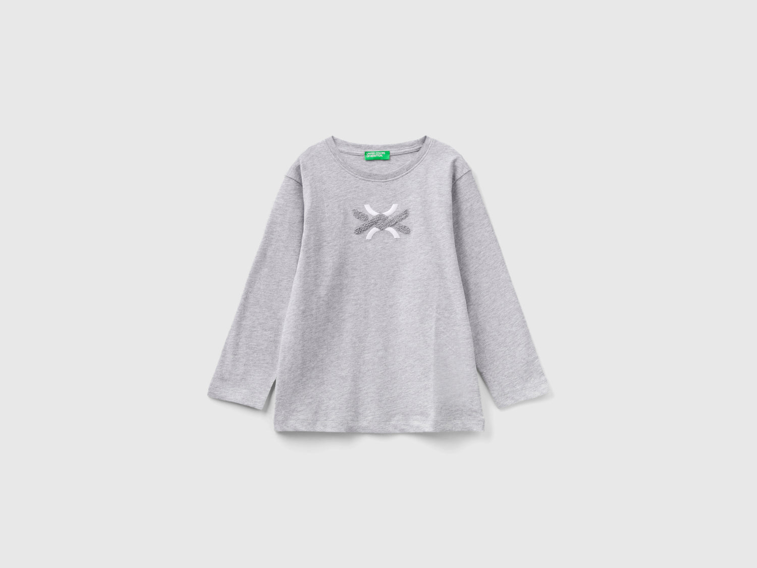 T-shirt con ricamo in spugna da bimbo grigio | Benetton Outlet