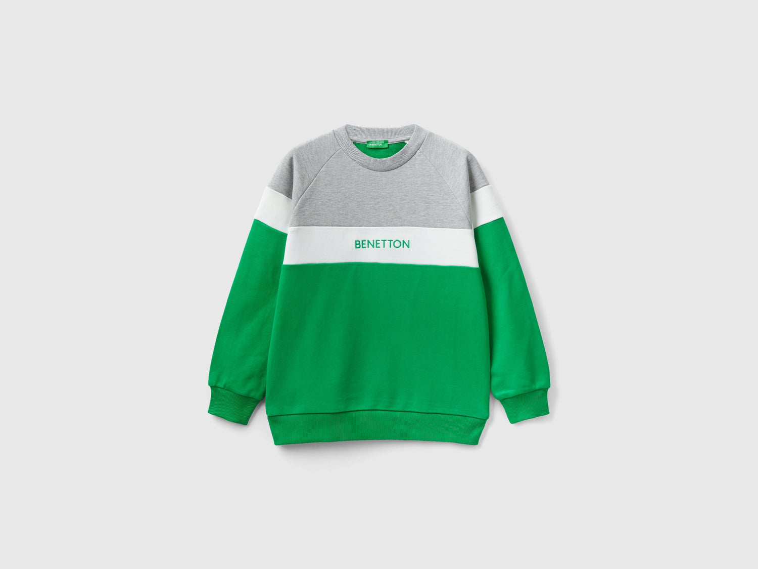 Felpa e con ricamo logo da bambino verde | Benetton Outlet