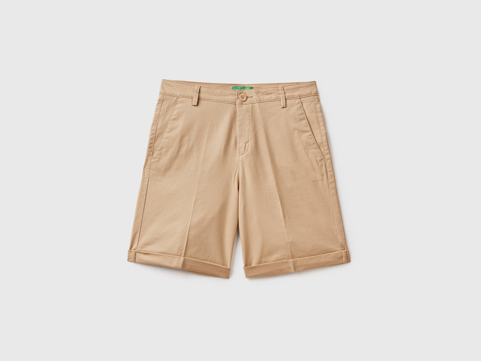 Bermuda in cotone elasticizzato da donna beige | Benetton Outlet