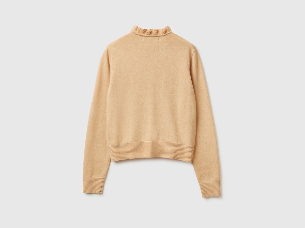 Cardigan con collo rouches