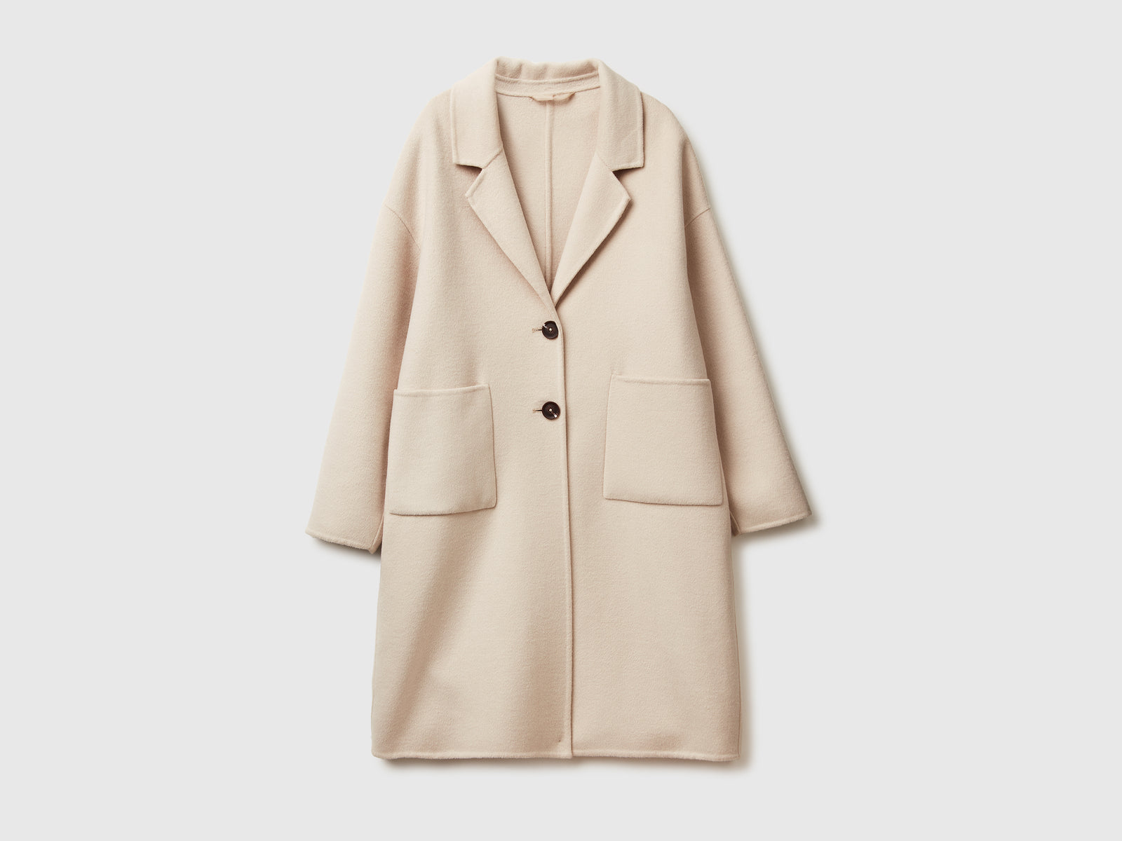 Cappotto midi in misto lana da donna beige | Benetton Outlet