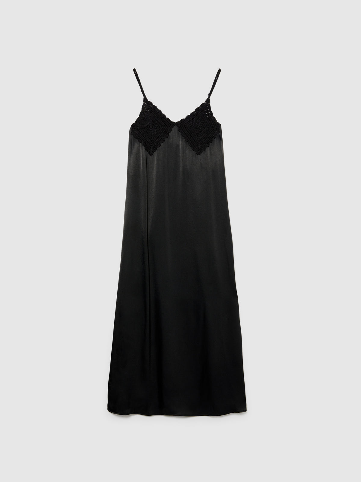Vestito in satin con uncinetto